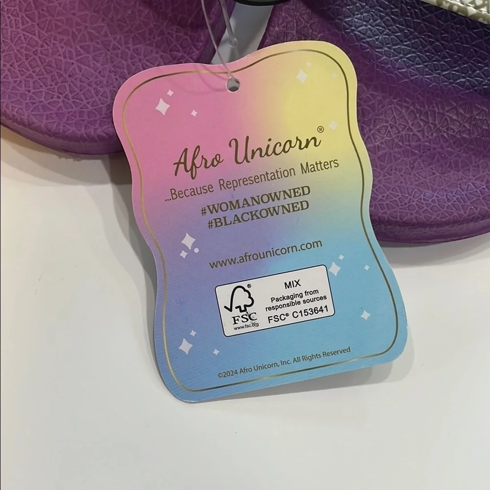 Purple Slide Sandals with Afro Art